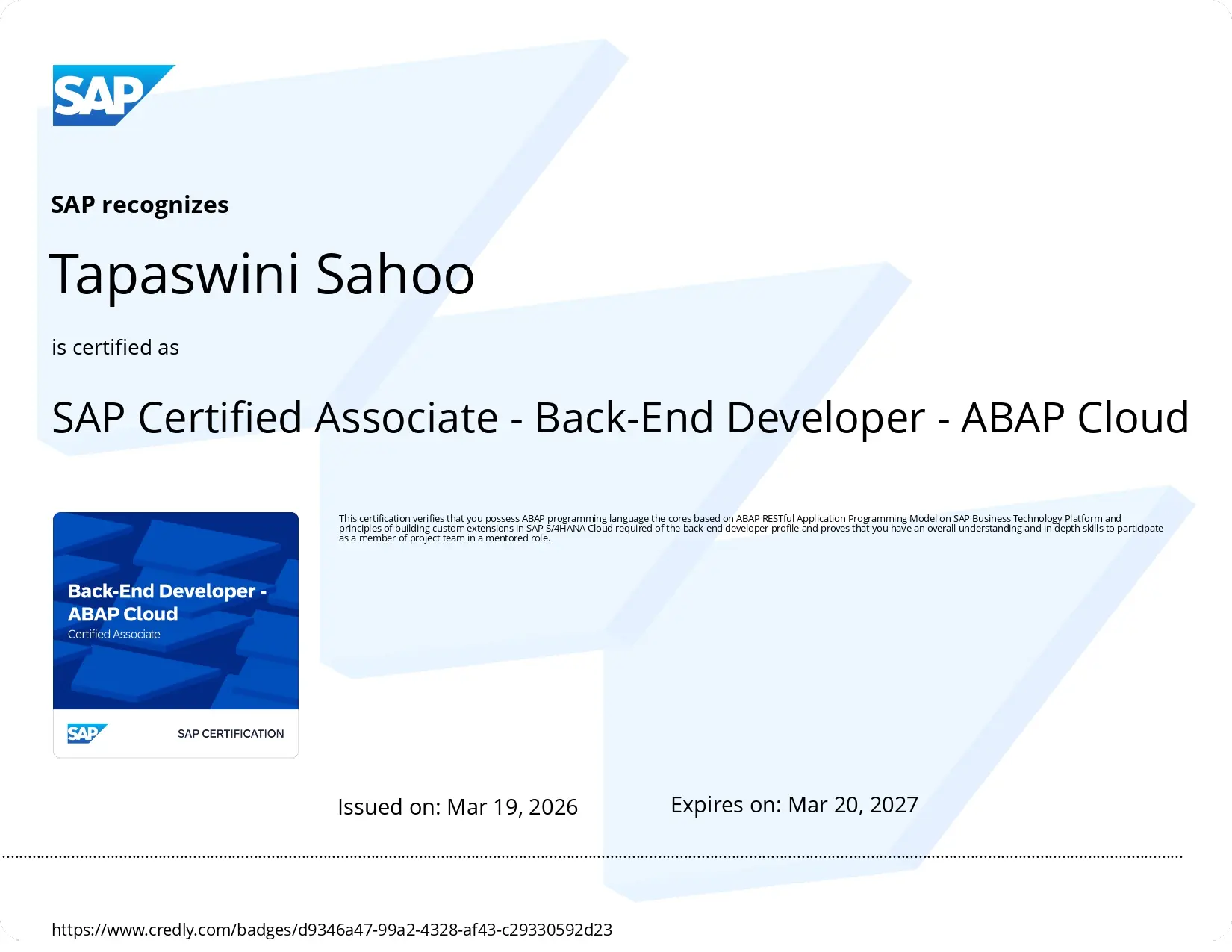 SAP ABAP Certificate