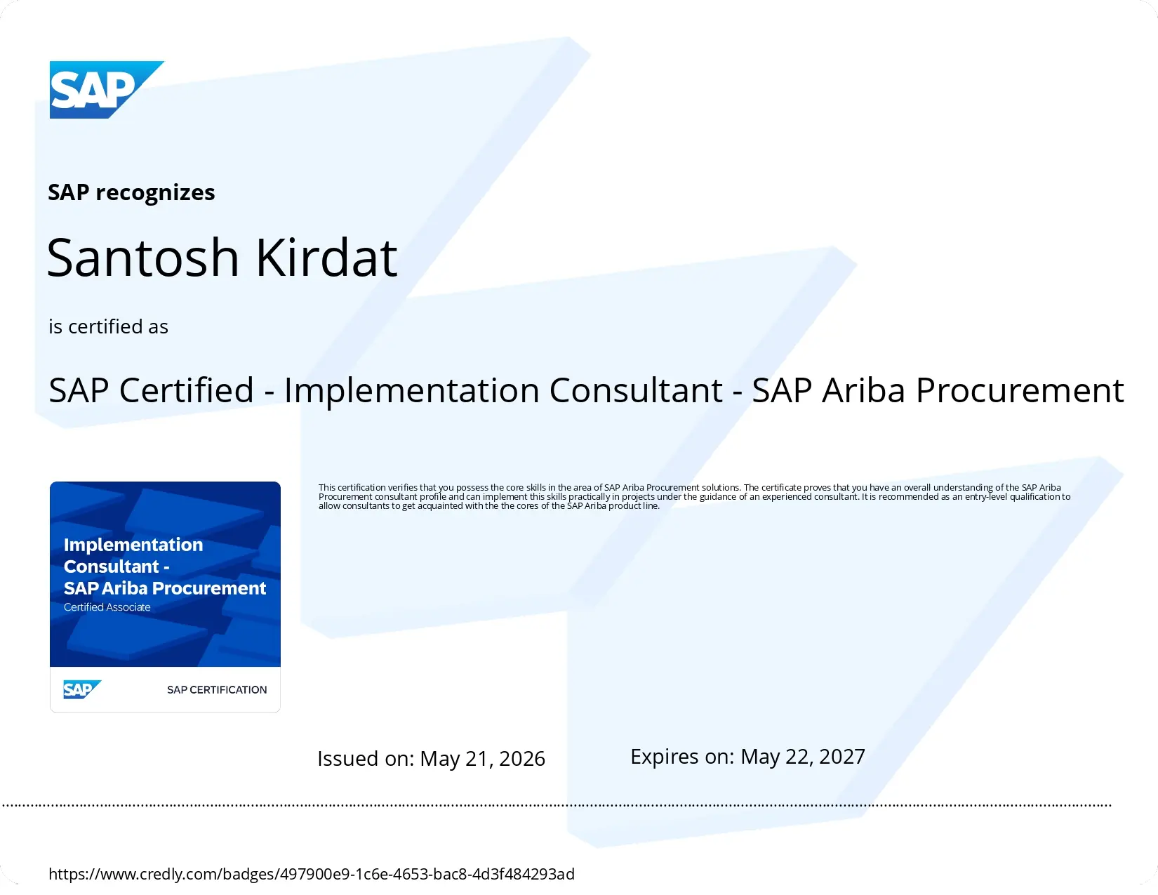SAP ARIBA Certificate